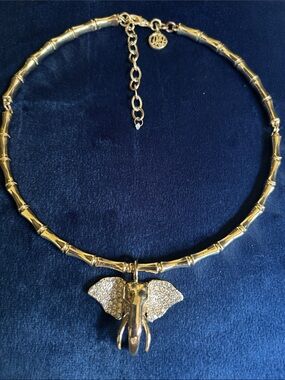 Lily Pulitzer Gold Elephant Pendant Bamboo-Style Choker Necklace